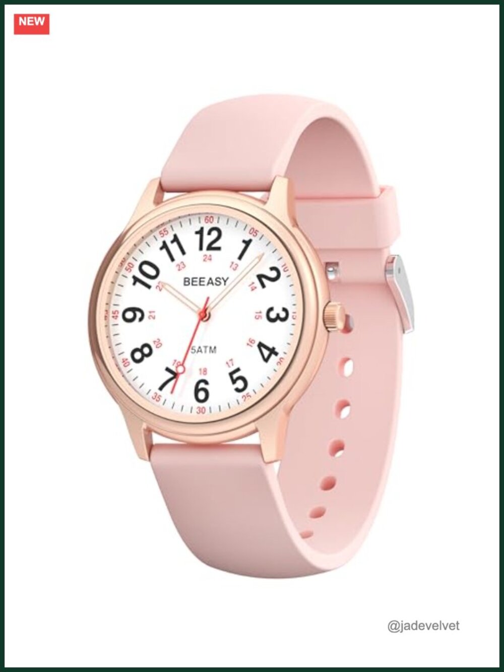 Waterproof Nurse Watch 38mm Luminous Dial Silicone Band Analog